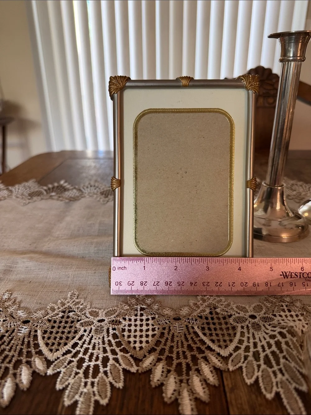 Rare Vintage MCM Hollywood Regency Silver & Gold Filigree Picture Frame